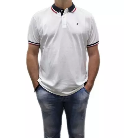 T-shirt τύπου polo μονόχρωμο λευκό