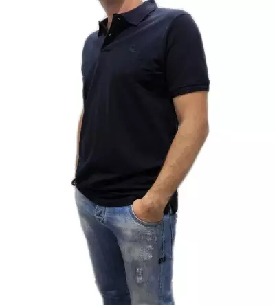 T-Shirt τύπου Polo μονόχρωμο μπλε σκούρο