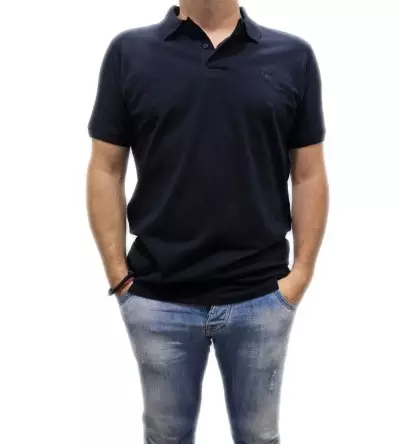T-Shirt τύπου Polo μονόχρωμο μπλε σκούρο