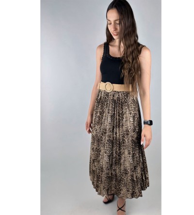 φούστα με ζώνη λεοπάρ