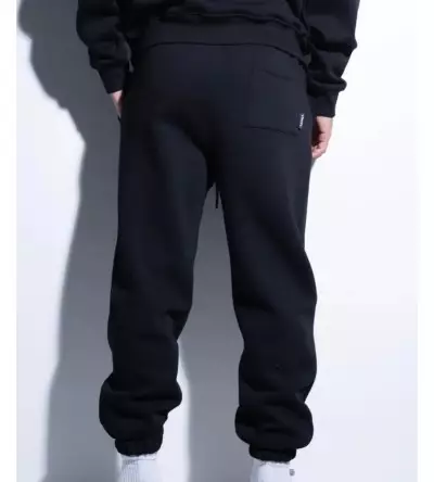 Vinyl φόρμα μαύρη με κέντημα cotton regular fit - needlecraft logo pants