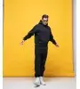 Vinyl φόρμα μαύρη με κέντημα cotton regular fit - needlecraft logo pants