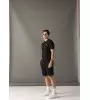Vinyl βερμούδα με λάστιχο μαύρη cotton regular fit - linear ends shorts
