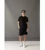 Vinyl βερμούδα με λάστιχο μαύρη cotton regular fit - linear ends shorts