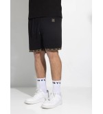 Vinyl βερμούδα με λάστιχο μαύρη cotton regular fit - linear ends shorts
