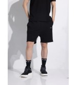 Vinyl βερμούδα με κέντημα μαύρη cotton regular fit - needlecraft logo shorts