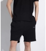 Vinyl βερμούδα με κέντημα μαύρη cotton regular fit - needlecraft logo shorts