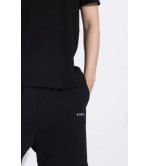 Vinyl βερμούδα με κέντημα μαύρη cotton regular fit - needlecraft logo shorts