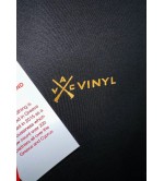 Vinyl μπλούζα με λάστιχο μαύρη cotton long line regular fit - t-shirt with gold elastic cuff