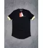 Vinyl μπλούζα με λάστιχο μαύρη cotton long line regular fit - t-shirt with gold elastic cuff
