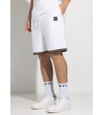 Vinyl βερμούδα με λάστιχο λευκή cotton regular fit - striped ends shorts
