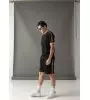 Vinyl βερμούδα με τρέσα μαύρη cotton regular fit - gold taped shorts