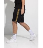 Vinyl βερμούδα με τρέσα μαύρη cotton regular fit - gold taped shorts