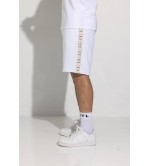 Vinyl βερμούδα με τρέσα λευκή cotton regular fit - leafs tape shorts
