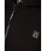 Vinyl ζακέτα μαύρη με ριπ τελείωμα cotton oversized off duty zip hoodie