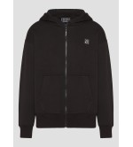 Vinyl ζακέτα μαύρη με ριπ τελείωμα cotton oversized off duty zip hoodie