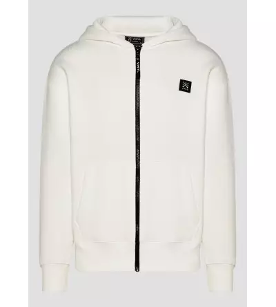 Vinyl ζακέτα μαύρη με ριπ τελείωμα cotton oversized off duty zip hoodie