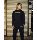 Vinyl φουτερ μαυρο με patch cotton regular fit puff logo hoodie