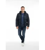 Ανδρικό Κοντό Μπλε Μπουφάν με Κουκούλα | Ζεστό & Μοντέρνο