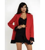 Γυναικείο Σακάκι με Δαντέλα στα Μανίκια & Τελείωμα – Elegant Style