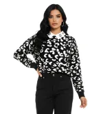 Πλεκτή Μπλούζα με Ενσωματωμένο Γιακά & Πέτρες – Κομψό Γυναικείο Knit