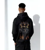 Vinyl Oversized Hoodie Μαύρο – Dogs Gang Cotton Φούτερ