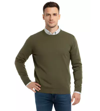 Ανδρικό Πουλόβερ Λαιμόκοψη Slim Fit – Λεπτό & Ελαστικό