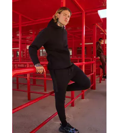 Vinyl Μαύρη Φόρμα Regular Fit – Line Motion Cotton Sweatpants
