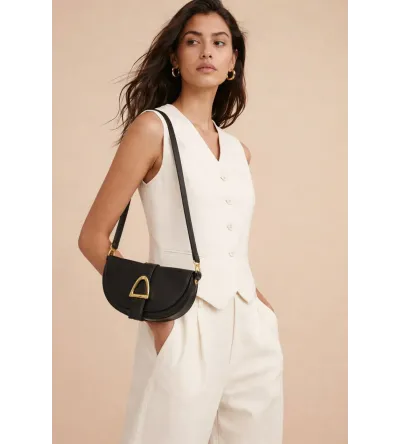 Γυναικεία Τσάντα Ώμου Μαύρη Μισοφέγγαρο – Κομψή & Μοντέρνα