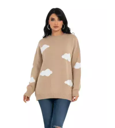 Oversize Πλεκτή Μπλούζα με Συννεφάκια – Cozy Γυναικείο Knit