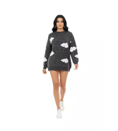 Oversize Πλεκτή Μπλούζα με Συννεφάκια – Cozy Γυναικείο Knit