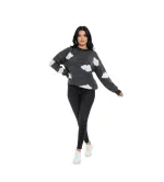 Oversize Πλεκτή Μπλούζα με Συννεφάκια – Cozy Γυναικείο Knit