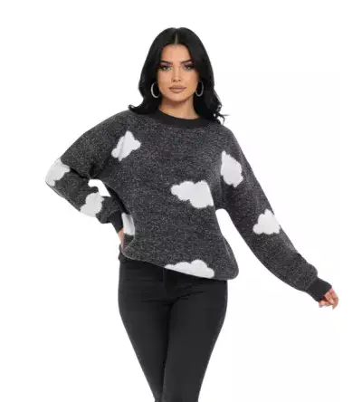 Oversize Πλεκτή Μπλούζα με Συννεφάκια – Cozy Γυναικείο Knit