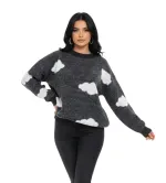 Oversize Πλεκτή Μπλούζα με Συννεφάκια – Cozy Γυναικείο Knit