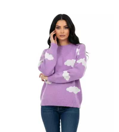 Oversize Πλεκτή Μπλούζα με Συννεφάκια – Cozy Γυναικείο Knit