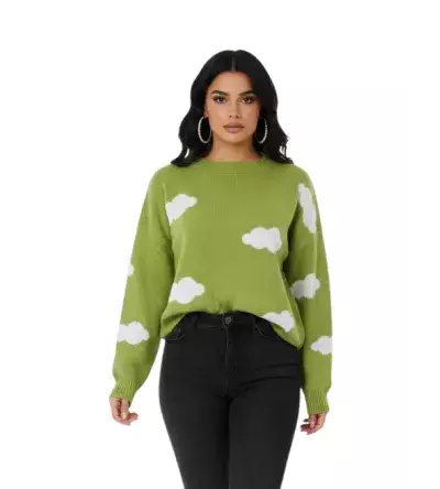 Oversize Πλεκτή Μπλούζα με Συννεφάκια – Cozy Γυναικείο Knit
