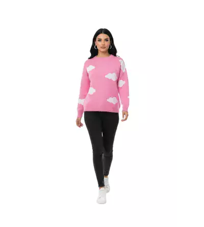 Oversize Πλεκτή Μπλούζα με Συννεφάκια – Cozy Γυναικείο Knit