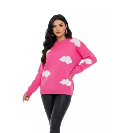 Oversize Πλεκτή Μπλούζα με Συννεφάκια – Cozy Γυναικείο Knit