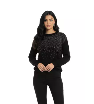 Πλεκτή Μπλούζα Slim Fit με Στρας – Κομψό Γυναικείο Knit