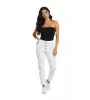 Λευκό Τζιν Mom Fit με Κουμπιά από Στρας – Γυναικείο Denim