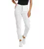 Λευκό Τζιν Mom Fit με Κουμπιά από Στρας – Γυναικείο Denim