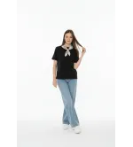 Γυναικεία Κοντομάνικη Μπλούζα με Φουλάρι – Elegant Top