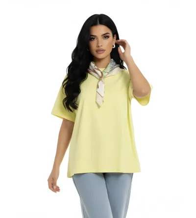 Γυναικεία Κοντομάνικη Μπλούζα με Φουλάρι – Elegant Top