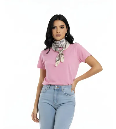 Γυναικεία Κοντομάνικη Μπλούζα με Φουλάρι – Elegant Top