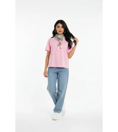 Γυναικεία Κοντομάνικη Μπλούζα με Φουλάρι – Elegant Top