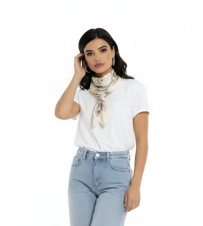 Γυναικεία Κοντομάνικη Μπλούζα με Φουλάρι – Elegant Top