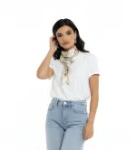 Γυναικεία Κοντομάνικη Μπλούζα με Φουλάρι – Elegant Top