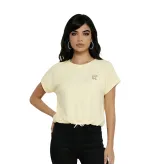 Γυναικεία Κοντή Μπλούζα με Σήμα και Δέσιμο – Cropped Top