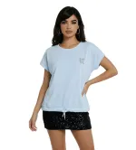 Γυναικεία Κοντή Μπλούζα με Σήμα και Δέσιμο – Cropped Top